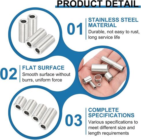 PATIKIL 304 Stainless Steel Spacer, 10 Pcs Round Metal Spacer 5/16" Bore x 3/8" OD x 3/4" Length Unthreaded Screw Standoff Bushing for 5/16" ID Screws Bolts and Rods in Saudi Arabia