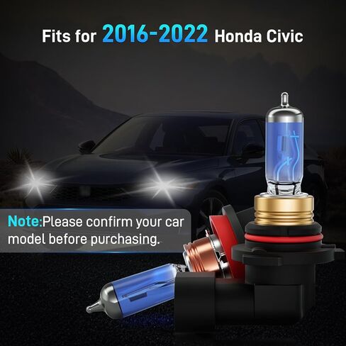 Fits for 2006-2015 Honda Civic Halogen Headlight Bulbs Combo, Ultra Bright 5000K White High Low Beam Headlight Bulbs, Plug and Play, 4 Pack in Saudi Arabia