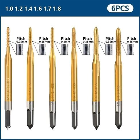 Set M1M1.2/M1.4/M1.6/M1.7/M1.8 HSS Machine Thread Tap Threading Hand Tools(M3-M10 Titanium plat) in Saudi Arabia