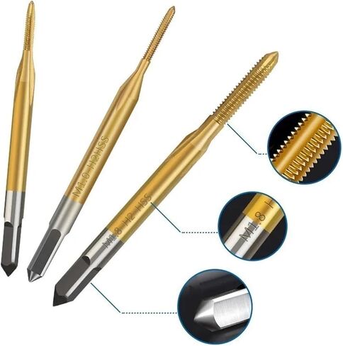 Set M1M1.2/M1.4/M1.6/M1.7/M1.8 HSS Machine Thread Tap Threading Hand Tools(M3-M10 Titanium plat) in Saudi Arabia