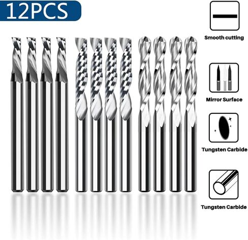 12pcs 1/8 shank ball nose tood single flute tool router bit for woodworking in Saudi Arabia