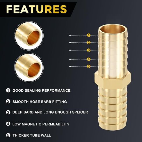 Metallixity 2pcs Brass Hose Barb to Adapter 5/8 "Barb X 5/8" للسيارات ، دراجة نارية ، بحرية ، شاحنة ، RV Fuel Systems in Saudi Arabia