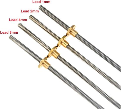 Metal Ball Screw nut Trapezoidal Rod Lead Screw Thread 8mm T8 Pitch 1mm Lead 1mm Length 100mm-800mm with Brass Nut(600mm) in Saudi Arabia