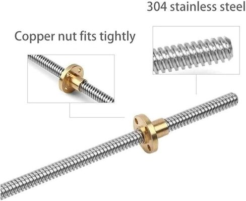 Metal Ball Screw nut T12 Lead Screw Stainless Steel Trapezoidal Screw Brass Nut Pitch 2mm Lead 20mm Trapezoidal Rod(550mm) in Saudi Arabia