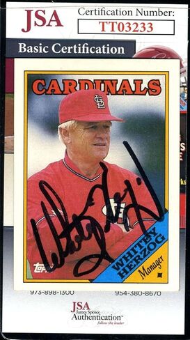 y Herzog JSA Coa Autograph 1988 Topps Signed - Baseball Slabbed Autographed Cards in Saudi Arabia