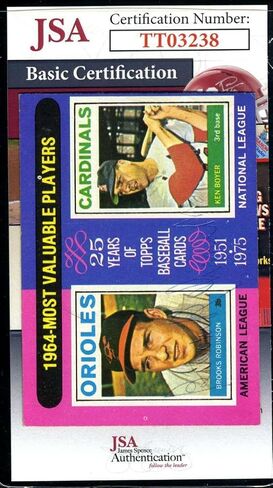 Brooks Robinson JSA Coa Autograph 1975 Topps '64 MVP وقعت - بطاقات موقعة للبيسبول in Saudi Arabia
