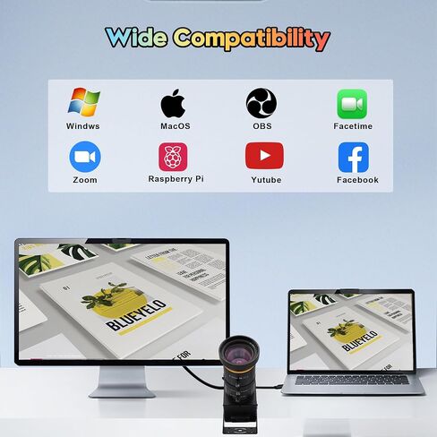 SVPRO 4K 60fps USB Camera with 2.8-12mm Manual Zoom Lens, HDMI/USB3.0 Dual Output, H.264/MJPEG, 4X Optical Zoom Webcam for PC, Mac, Raspberry Pi, Live Streaming, Video Conferencing, TV Monitor in Saudi Arabia
