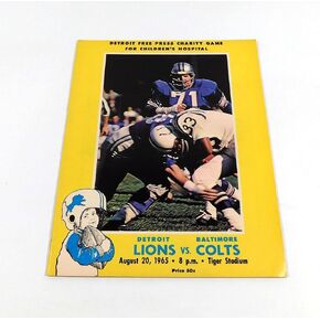1965 Baltimore Colts at Detroit Lions NFL Football Program 8-20-65 - NFL Programs in Kuwait