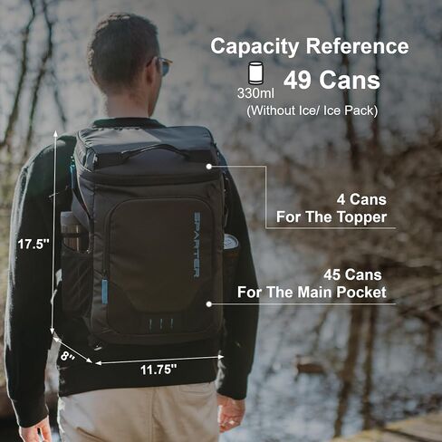 SPARTER Backpack Cooler Insulated 33/49 Can Leakproof Waterproof Bag Beach | 20H Double Compartments Multi Pockets Bottle Opener Water Resistant Lightweight Padded Strap Picnic Hiking Camping Men Women in Kuwait