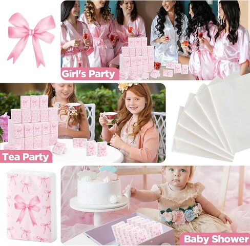 60 Pack Pink Bow Travel Tissue Bulk Mini Pocket Tissues Travel Size Facial Tissues for Wedding Bridal Engagement Pink Individually Wrapped Tissue for Baby Shower Coquette Party Supplies in Saudi Arabia