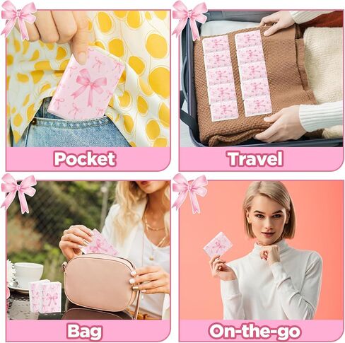 60 Pack Pink Bow Travel Tissue Bulk Mini Pocket Tissues Travel Size Facial Tissues for Wedding Bridal Engagement Pink Individually Wrapped Tissue for Baby Shower Coquette Party Supplies in Saudi Arabia