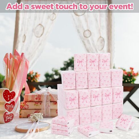 60 Pack Pink Bow Travel Tissue Bulk Mini Pocket Tissues Travel Size Facial Tissues for Wedding Bridal Engagement Pink Individually Wrapped Tissue for Baby Shower Coquette Party Supplies in Saudi Arabia