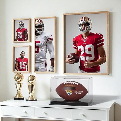 Football Acrylic Display Case for Full-Size Footballs – Acrylic Football Case with Base Included – Sports Memorabilia Display Case for Autographed & Collectible Footballs – No Assembly Required in Saudi Arabia