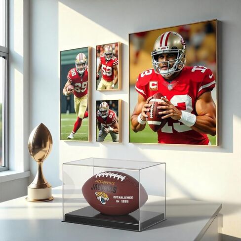 Football Acrylic Display Case for Full-Size Footballs – Acrylic Football Case with Base Included – Sports Memorabilia Display Case for Autographed & Collectible Footballs – No Assembly Required in Saudi Arabia