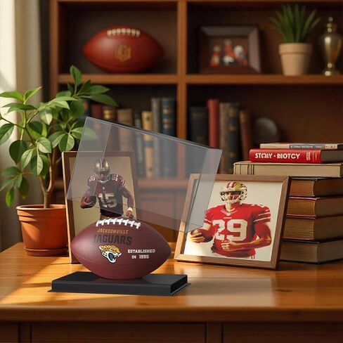 Football Acrylic Display Case for Full-Size Footballs – Acrylic Football Case with Base Included – Sports Memorabilia Display Case for Autographed & Collectible Footballs – No Assembly Required in Saudi Arabia
