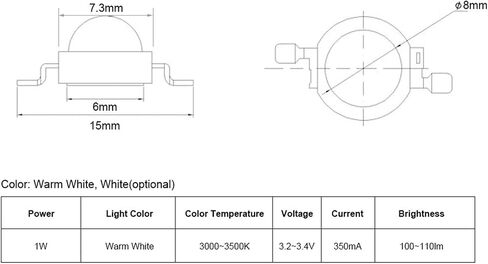 1W High Power LED Beads Light Emitting Diode Chips SMD for DIY Lighting Fixtures (Warm White 3000K) in Saudi Arabia
