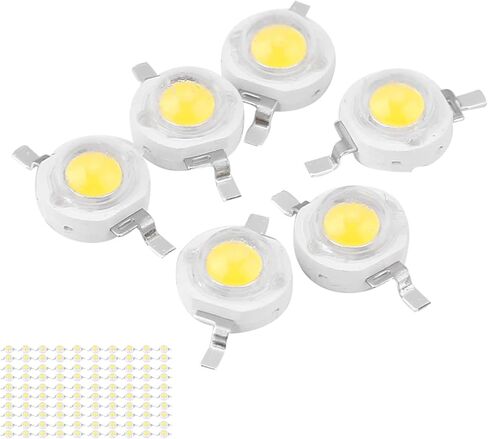 Haofy 100Pcs 3W High Power LED Chip (380~840nm / 6000~6500K / 350mA / 100~110lm) LED Beads LightEmitting Diode Chips SMD for DIY Lighting Fixtures (True White 6000-6500K) in Saudi Arabia