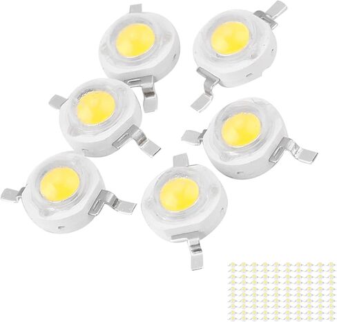 Haofy 100Pcs 3W High Power LED Chip (380~840nm / 6000~6500K / 350mA / 100~110lm) LED Beads LightEmitting Diode Chips SMD for DIY Lighting Fixtures (True White 6000-6500K) in Saudi Arabia
