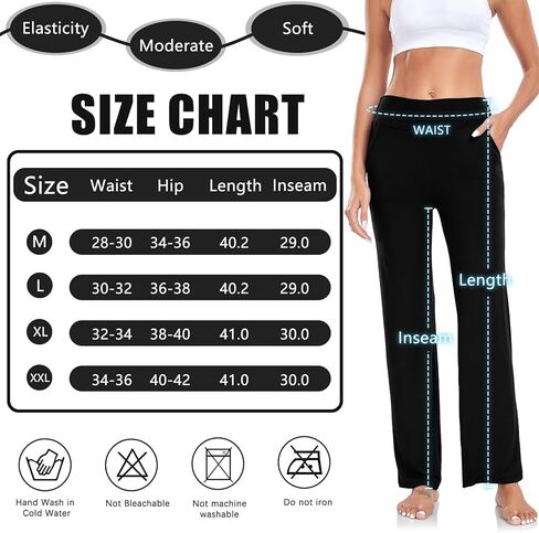 سراويل اليوغا النسائية تاونكات مع جيوب ، عالي الخصر سراويل الساق المستقيمة ، نساء سراويل صالة رياضية ناعمة in Kuwait