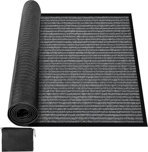 MYFAMIREA Commercial Floor Mat 3' x 10' Extra Large Front Door Industrial Rug Heavy Duty Brush Step Entrance Mat Weather Utility Rug with Non Slip Rubber Backing Low Profile for Entryway,Charcoal Grey in Saudi Arabia