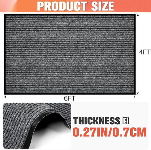 MYFAMIREA Commercial Floor Mat 3' x 10' Extra Large Front Door Industrial Rug Heavy Duty Brush Step Entrance Mat Weather Utility Rug with Non Slip Rubber Backing Low Profile for Entryway,Charcoal Grey in Saudi Arabia