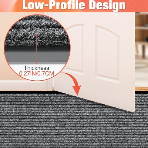 MYFAMIREA Commercial Floor Mat 3' x 10' Extra Large Front Door Industrial Rug Heavy Duty Brush Step Entrance Mat Weather Utility Rug with Non Slip Rubber Backing Low Profile for Entryway,Charcoal Grey in Saudi Arabia
