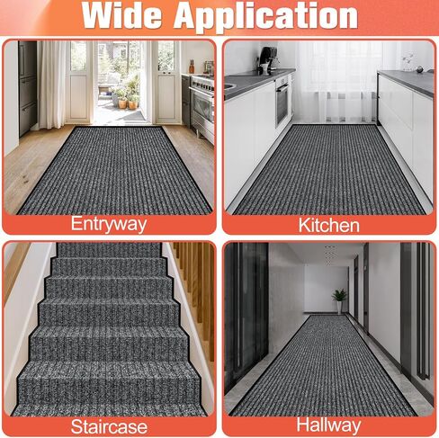 MYFAMIREA Commercial Floor Mat 3' x 10' Extra Large Front Door Industrial Rug Heavy Duty Brush Step Entrance Mat Weather Utility Rug with Non Slip Rubber Backing Low Profile for Entryway,Charcoal Grey in Saudi Arabia