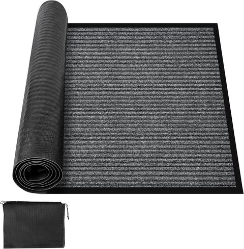 MYFAMIREA Commercial Floor Mat 3' x 10' Extra Large Front Door Industrial Rug Heavy Duty Brush Step Entrance Mat Weather Utility Rug with Non Slip Rubber Backing Low Profile for Entryway,Charcoal Grey in Saudi Arabia