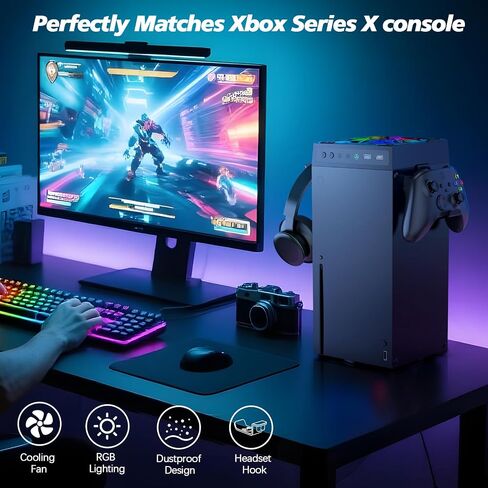 مجموعة مروحة Ganwizpro RGB للتبريد لسلسلة Xbox Series X ، 9 - Blade 1500 دورة في الدقيقة - تبريد سريع الكفاءة ، ضوضاء منخفضة - مع حامل سماعة الرأس ووحدة التحكم ، أغطية الغبار ، مقابس السيليكون ، 3 - سرعة ، 2 منافذ USB in Saudi Arabia