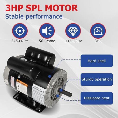 3hp مرحلة واحدة محرك CCW 3450 دورة في الدقيقة 56 الإطار 115-230V للضواغط in Saudi Arabia