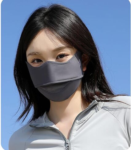 2Pcs UV Face Mask, Sun Masks for Women, Cooling Breathable Face Cover for Outdoors, Washable Reusable (Pink+Black) in Kuwait