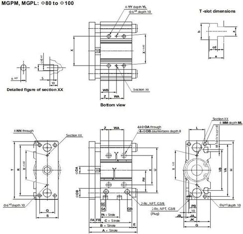 1pcs MGPM25 MGPL25 25mm Stroke 20-50 Compact Pneumatic Air Cylinder with Guide Rod MGPM20-20 MGPM20-25 MGPM20-30 MGPM20-40 MGPM20-50(Stroke 50mm,MGPL bore 25) in Saudi Arabia