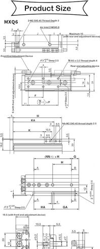 1pcs طاولة شريحة الهواء مزدوجة قضيب السكك الحديدية الشريحة الهوائية الأسطوانة mxq6 mxq8 mxq12 mxq16 mxq20 mxq25 (Mxq bore 16mm ، stroke 20mm) in Kuwait