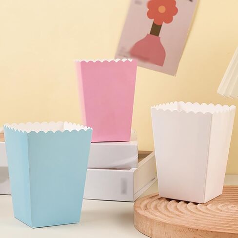 24 Pcs Small Paper Popcorn Containers Cups Candy Favor Treat Boxes Birthday Party Snack Cups Popcorn Candy Holders French Fry Containers for Movie Night Party Blue in Saudi Arabia