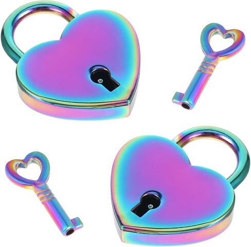 4Pcs Small Heart Shaped Locks with Key Mini Metal Heart Padlock Colorful Personalized Love Padlock Diary Lock and Key Set Heart Lock Mini Lock for Diary Book Travel Suitcase Luggage Box Case Key Keye in Saudi Arabia