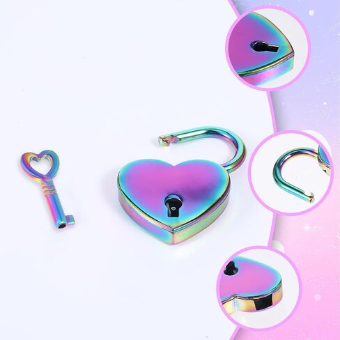 4Pcs Small Heart Shaped Locks with Key Mini Metal Heart Padlock Colorful Personalized Love Padlock Diary Lock and Key Set Heart Lock Mini Lock for Diary Book Travel Suitcase Luggage Box Case Key Keye in Saudi Arabia