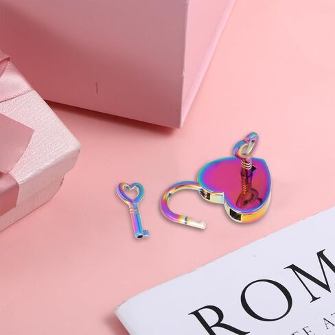 4Pcs Small Heart Shaped Locks with Key Mini Metal Heart Padlock Colorful Personalized Love Padlock Diary Lock and Key Set Heart Lock Mini Lock for Diary Book Travel Suitcase Luggage Box Case Key Keye in Saudi Arabia