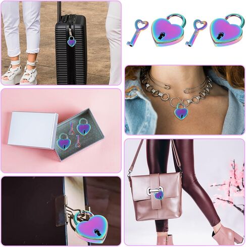 4Pcs Small Heart Shaped Locks with Key Mini Metal Heart Padlock Colorful Personalized Love Padlock Diary Lock and Key Set Heart Lock Mini Lock for Diary Book Travel Suitcase Luggage Box Case Key Keye in Saudi Arabia