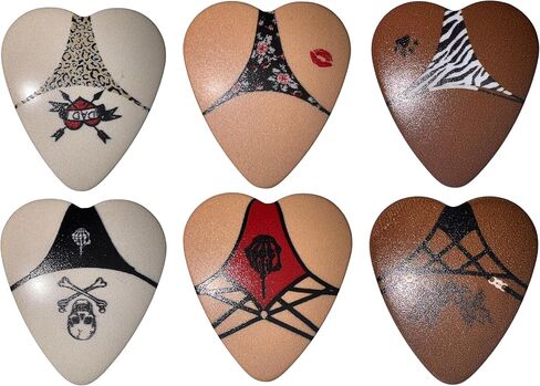 Premium Celluloid BOOTY themed Guitar Picks, BOOTY PICKS Variety Pack with Novelty Designs, Light (.46mm), Medium (.71mm), Heavy (.96mm), (6 count) in Saudi Arabia