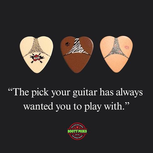 Premium Celluloid BOOTY themed Guitar Picks, BOOTY PICKS Variety Pack with Novelty Designs, Light (.46mm), Medium (.71mm), Heavy (.96mm), (6 count) in Saudi Arabia