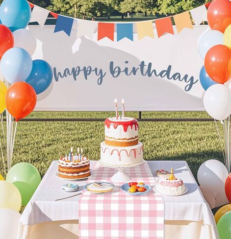 6 Pcs Red Gingham Table Runner Plastic 14 x 108 Inch Disposable Red and White Runner for Birthday Baby Shower Racing Party Decorations Checkered Table Runner in Kuwait