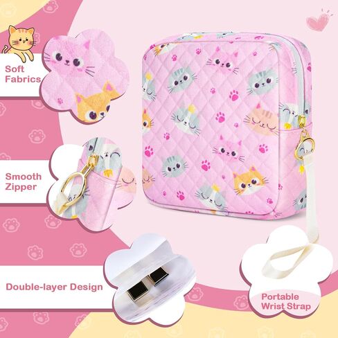 Likesing Tampon Holder for Purse, Upgraded 5.3" Checkered Period Bag, Sanitary Napkin Storage Bag with Wrist Strap for Girls Women, Thickened Portable Period Pad Pouch(Black) in Kuwait