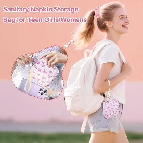 Likesing Tampon Holder for Purse, Upgraded 5.3" Checkered Period Bag, Sanitary Napkin Storage Bag with Wrist Strap for Girls Women, Thickened Portable Period Pad Pouch(Black) in Kuwait