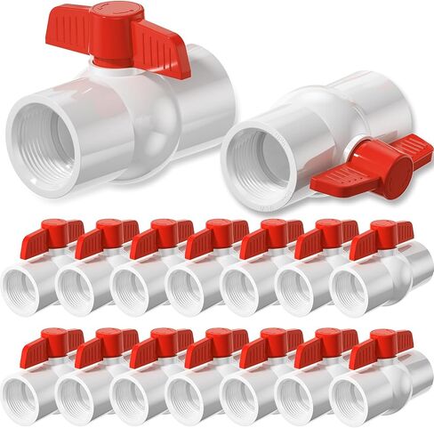 16pcs 3/4 "صمام كرة PVC ملولب ، إغلاق مقبس الصمامات مع مقبس t الأحمر ، صمام أنبوب مياه SCH40 لمشروع المياه ، حمام سباحة ، مضخة مياه الصرف الصحي ، نظام السباكة والري في الهواء الطلق in Kuwait
