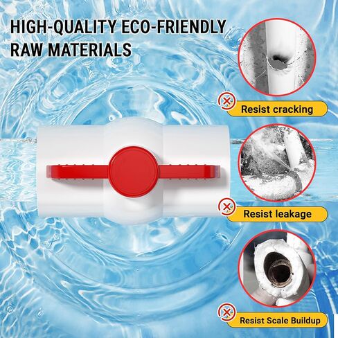 16pcs 3/4 "صمام كرة PVC ملولب ، إغلاق مقبس الصمامات مع مقبس t الأحمر ، صمام أنبوب مياه SCH40 لمشروع المياه ، حمام سباحة ، مضخة مياه الصرف الصحي ، نظام السباكة والري في الهواء الطلق in Kuwait