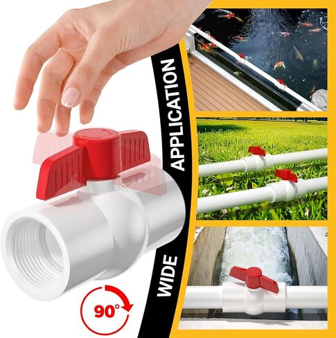 16pcs 3/4 "صمام كرة PVC ملولب ، إغلاق مقبس الصمامات مع مقبس t الأحمر ، صمام أنبوب مياه SCH40 لمشروع المياه ، حمام سباحة ، مضخة مياه الصرف الصحي ، نظام السباكة والري في الهواء الطلق in Kuwait