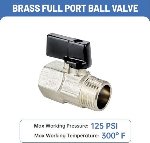 TMOK 2 Pack Brass Mini Ball Valve ، 1/2 "NPT Male X Female Off Off Switch ، لتركيب أنابيب خيط ضاغط الهواء in Saudi Arabia