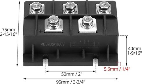QWORK 200A 1600V 3-Phase Silicon Full Diode Bridge Rectifier Module, High Power AC to DC Converter with Superior Heat Dissipation in Saudi Arabia