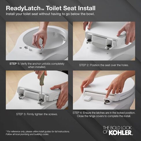 KOHLER 57777-WCF-0 Cymbal ReadyLatch Quiet-Close Soft Close Toilet Seat Elongated, Flexible CoreFlex Material, Wider Toilet Seat Surface, Home Essentials, White in Saudi Arabia