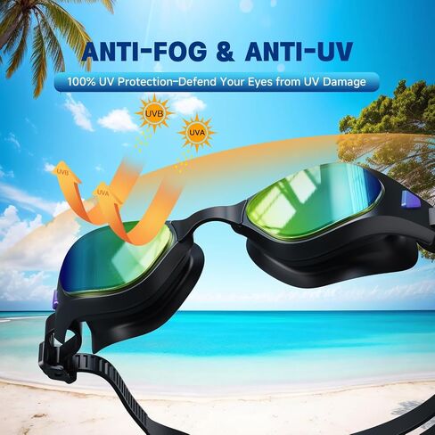 Swim Goggles – Anti-Fog, UV Protection, Leak-Proof & Comfort Fit, Wide View Swim Goggles for Women Men Adult Youth in Saudi Arabia
